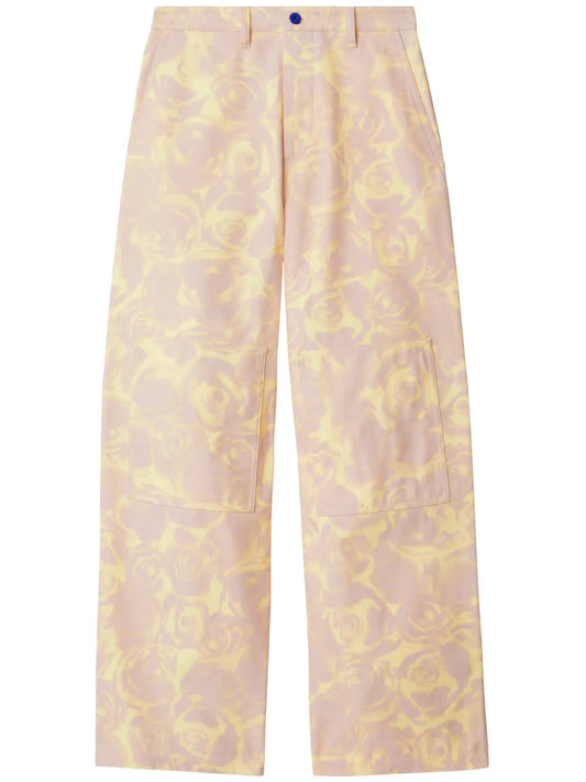 Rose-Print Straight-Leg Trousers
