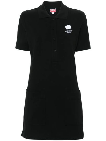 Boke Flower-Motif Polo Dress