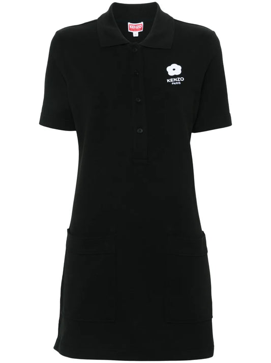 Boke Flower-Motif Polo Dress
