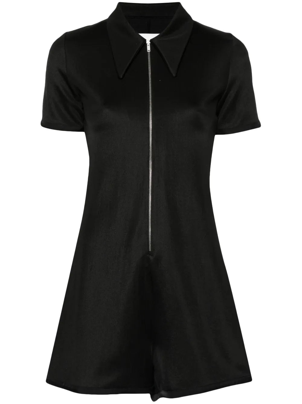 Oversize-Pointed-Collar Jersey Jumpsuit