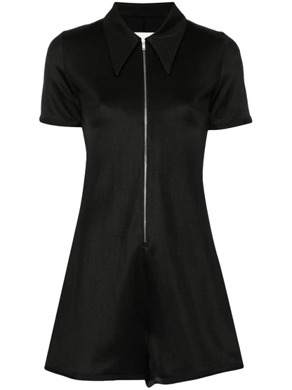Oversize-Pointed-Collar Jersey Jumpsuit
