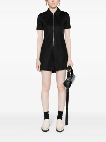 Oversize-Pointed-Collar Jersey Jumpsuit
