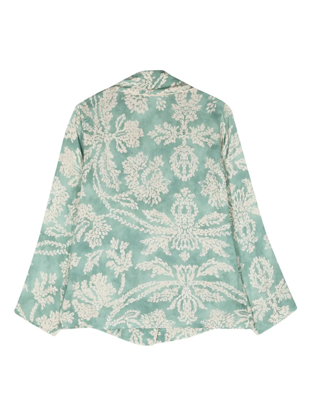 Leaf-Print Double-Breasted Blazer