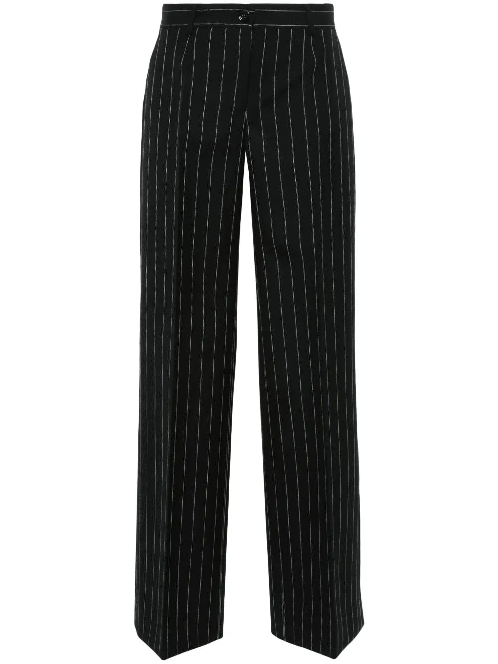 Pinstriped Straight-Leg Trousers