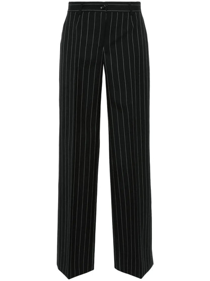 Pinstriped Straight-Leg Trousers
