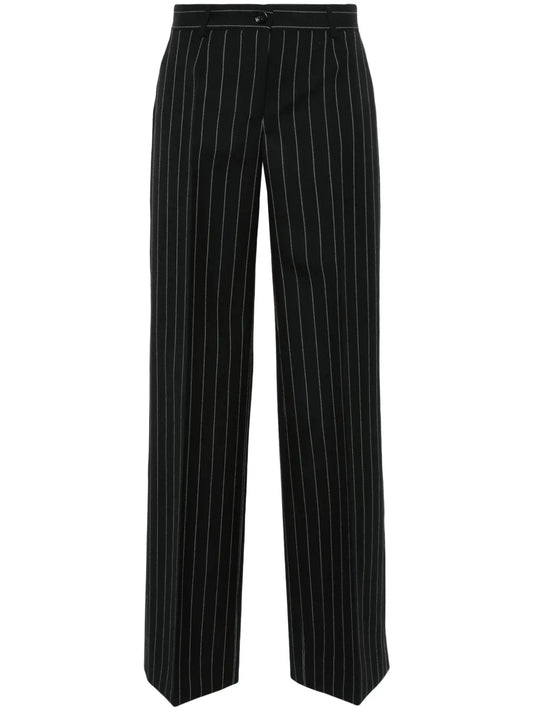 Pinstriped Straight-Leg Trousers