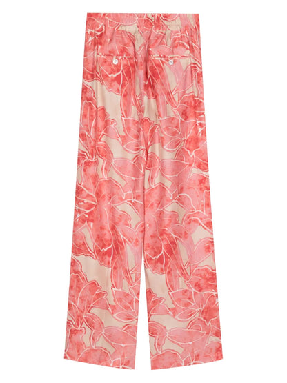 Abstract-Print Silk Trousers