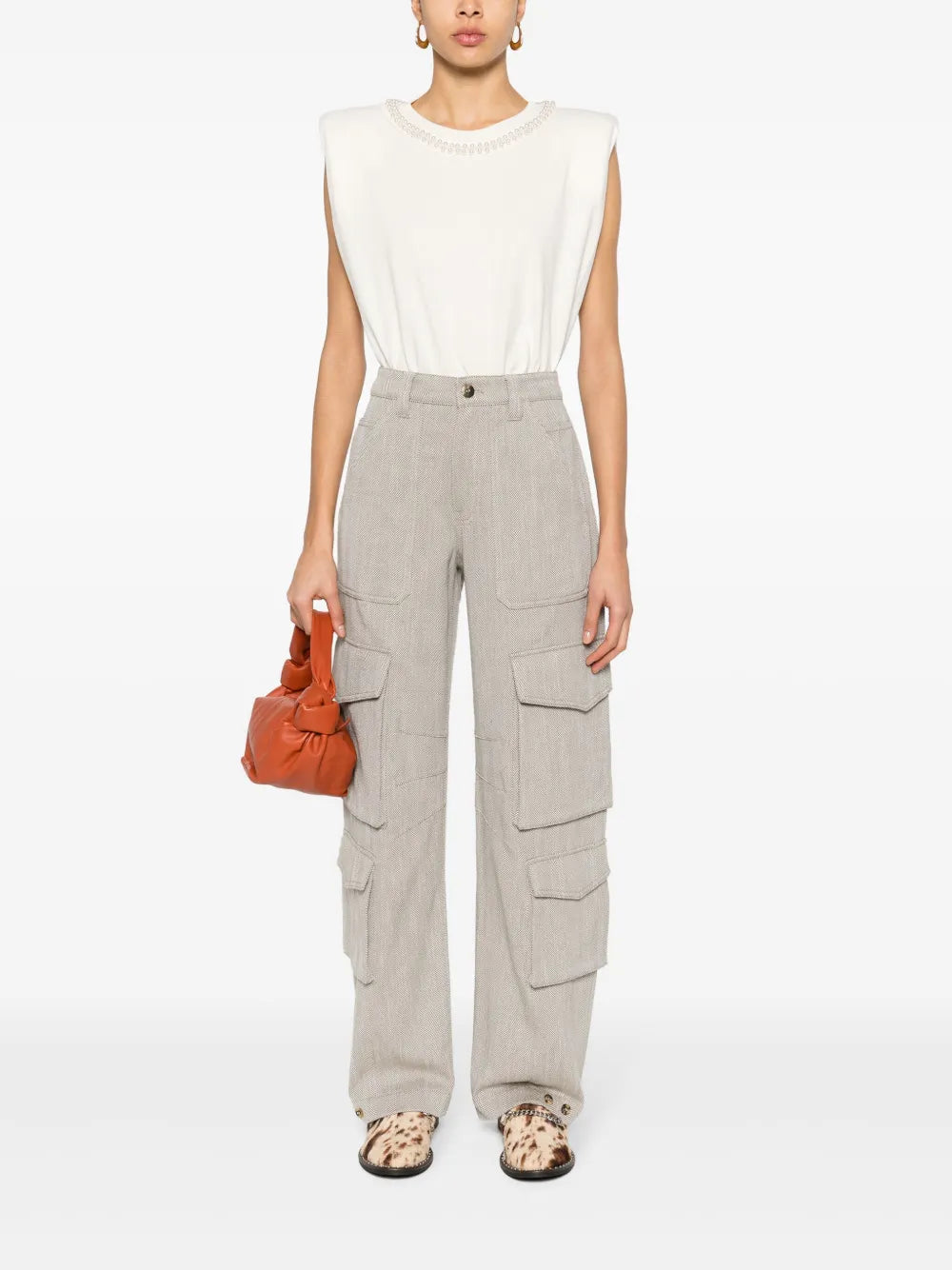Shoulder-Pads Sleeveless T-Shirt