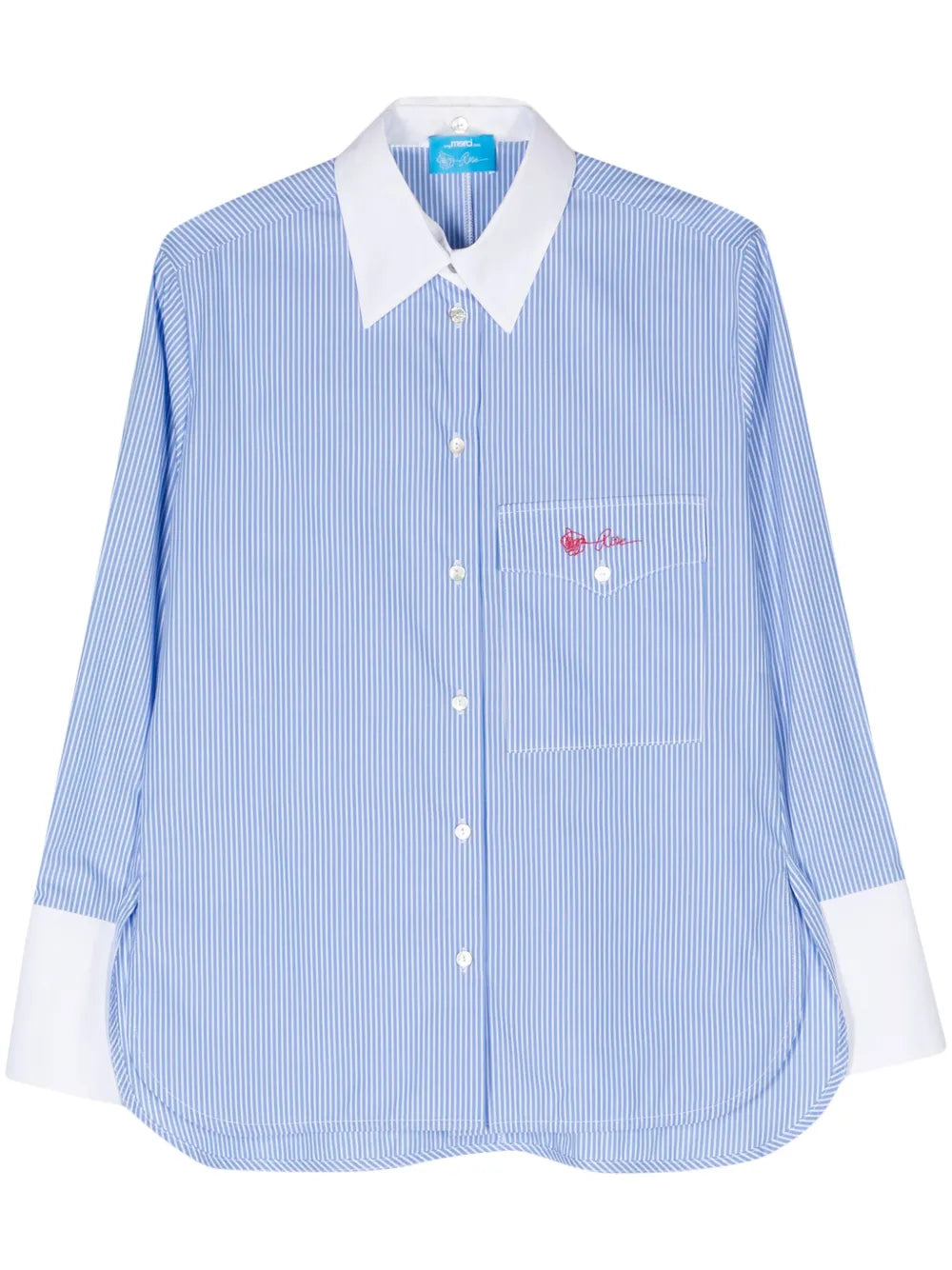 Detachable-Collar Striped Shirt