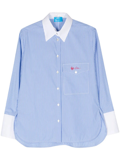 Detachable-Collar Striped Shirt