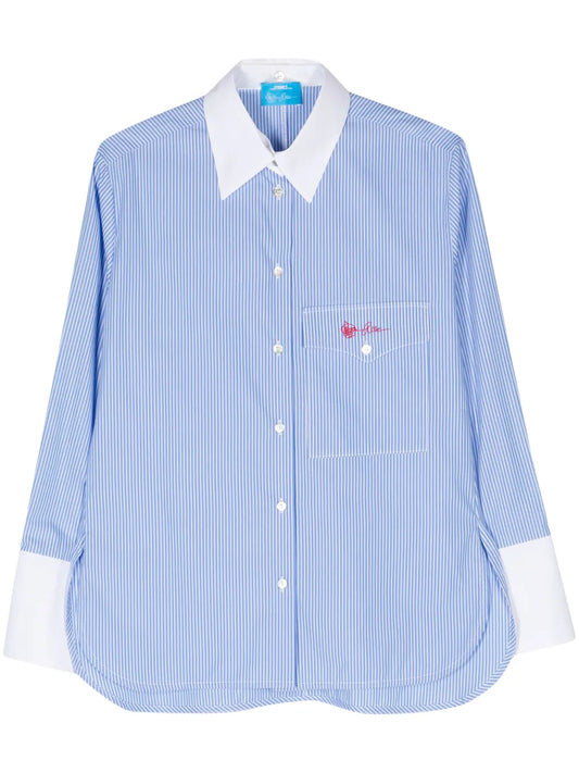 Detachable-Collar Striped Shirt
