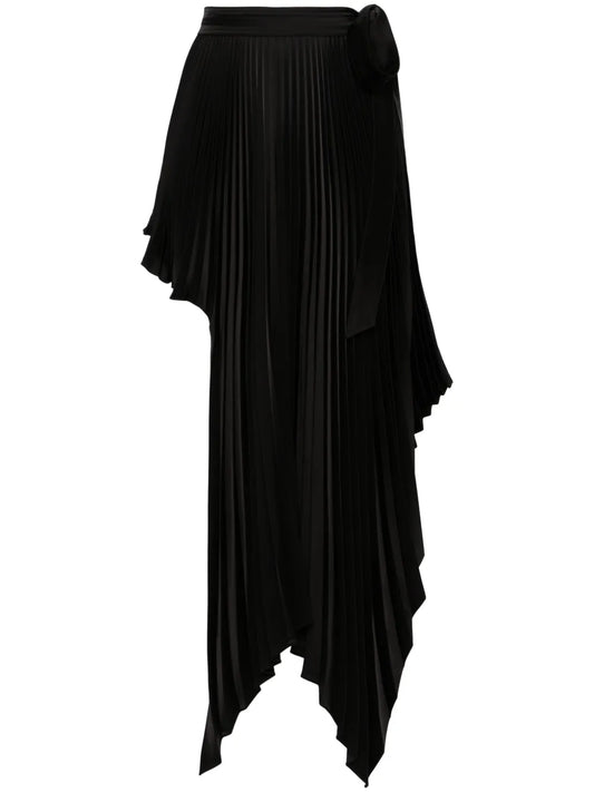Sliced Pleated Wrap Skirt