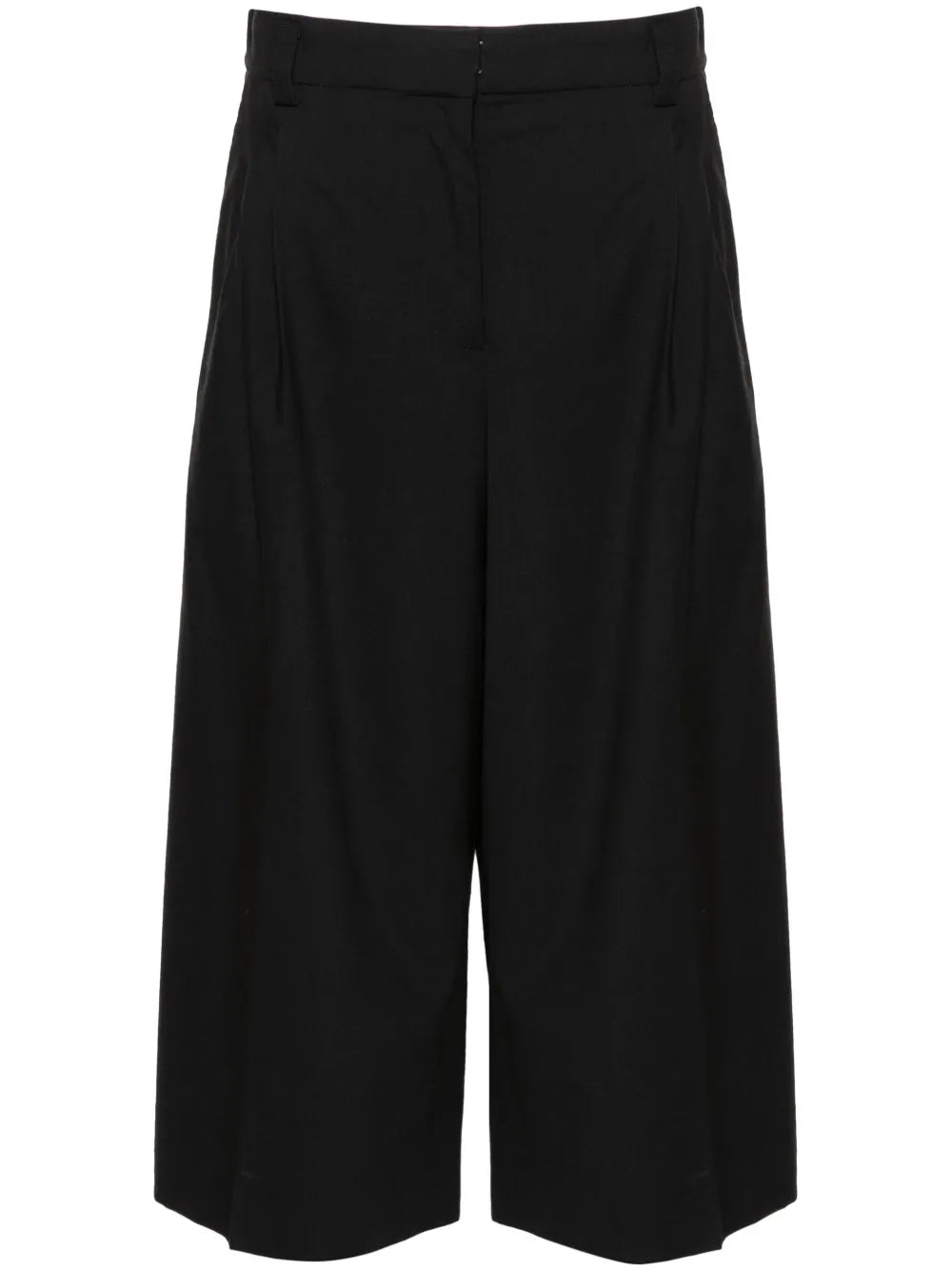 Solid High-Waist Cropped Trousers