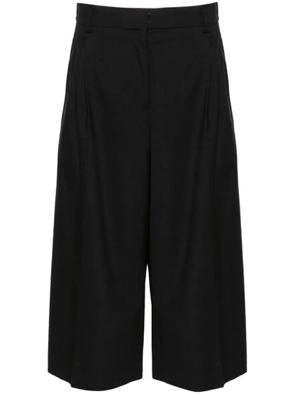 Solid High-Waist Cropped Trousers