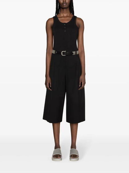 Solid High-Waist Cropped Trousers