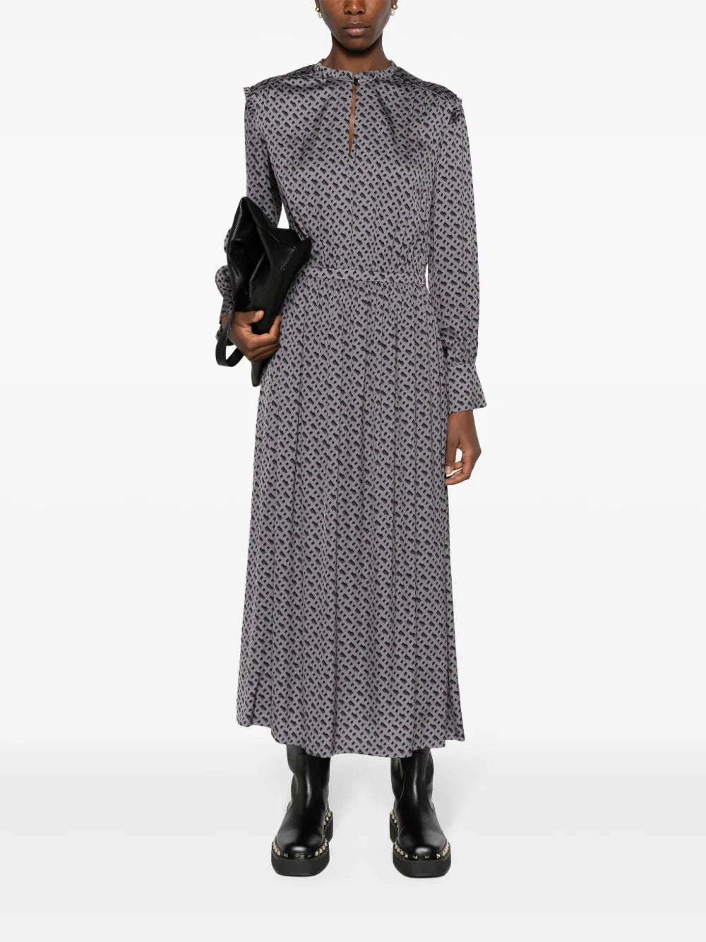 Tonal Monogram-Print Midi Dress
