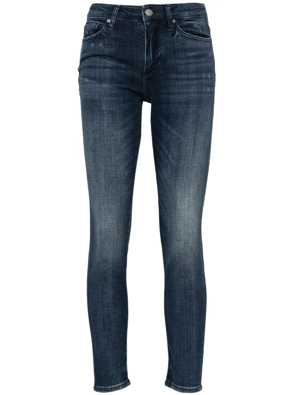 Stonewashed Distressed Tapered Jeans