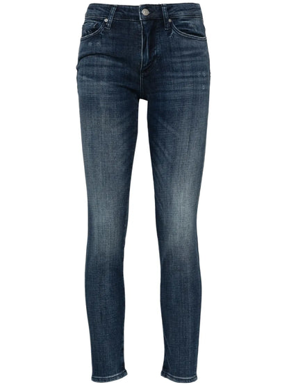Stonewashed Distressed Tapered Jeans