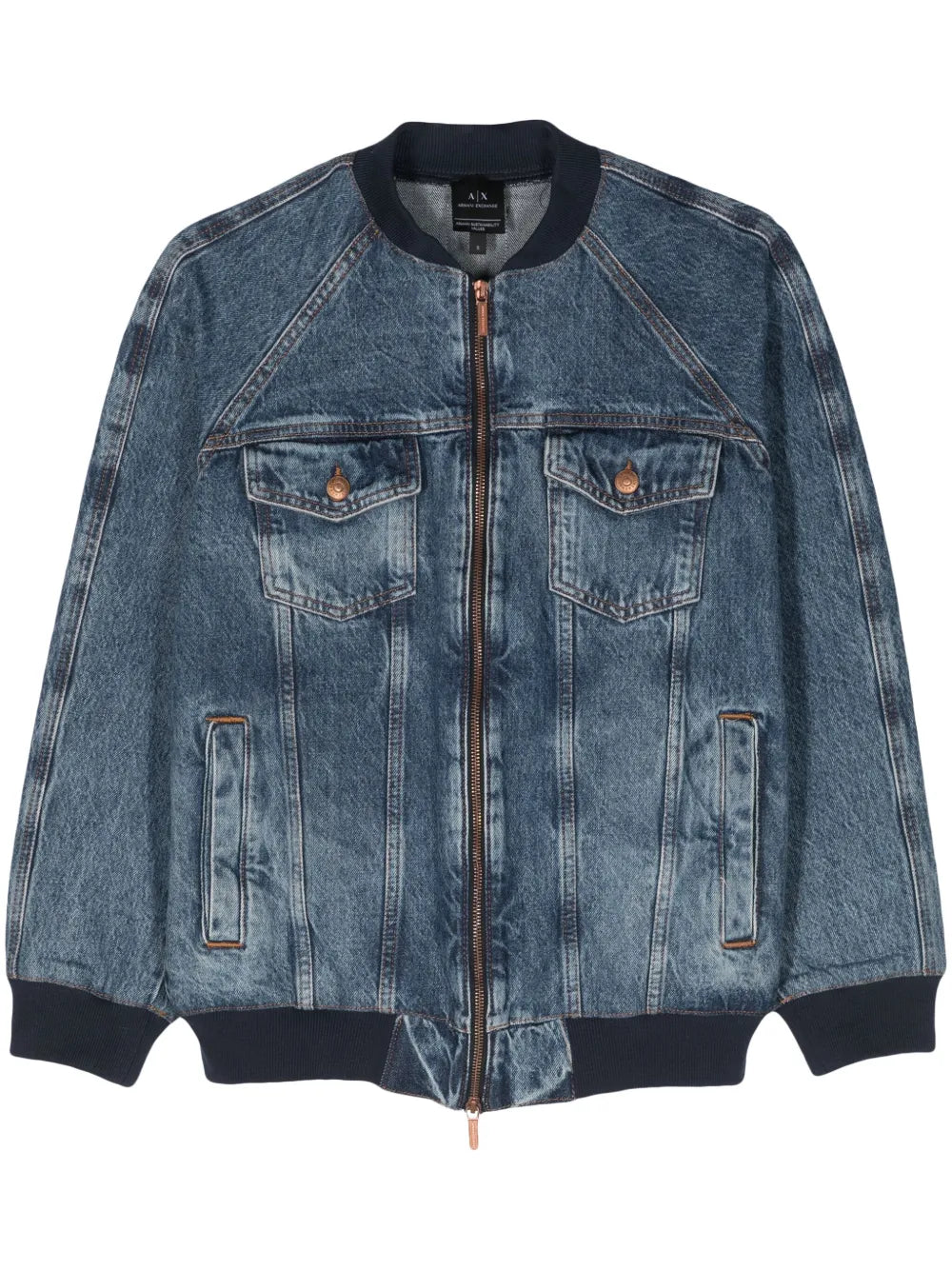 Zip-Up Denim Bomber Jacket