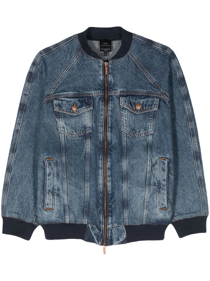 Zip-Up Denim Bomber Jacket