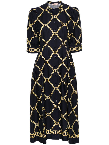 Chain-Ling Print Midi Dress