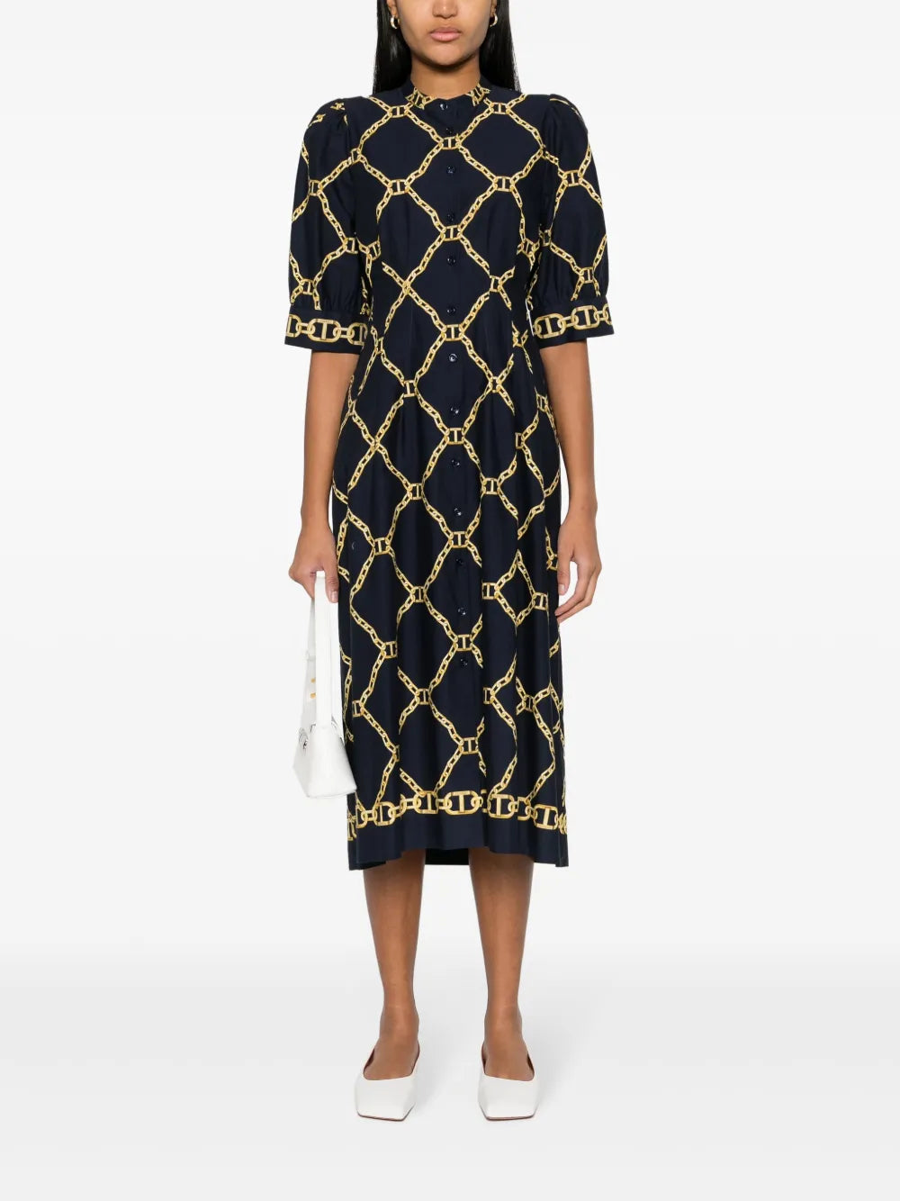 Chain-Ling Print Midi Dress