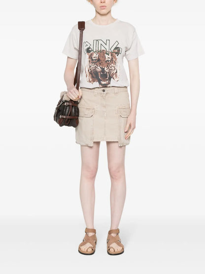 Distressed Cotton Mini Skirt