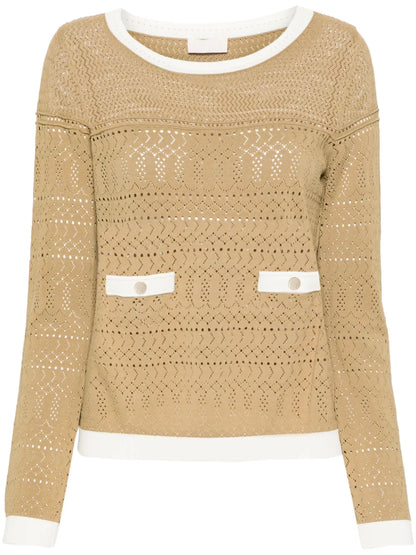 Pointelle-Knit Sheer Top