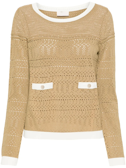 Pointelle-Knit Sheer Top