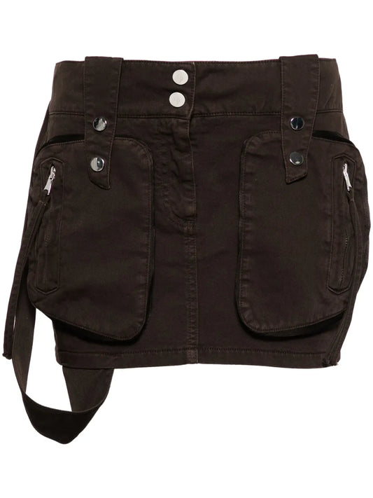 Cargo-Pockets Twill Mini Skirt