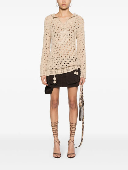 Cargo-Pockets Twill Mini Skirt