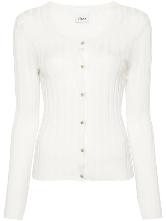 Ribbed-Knit Virgin Wool Cardigan