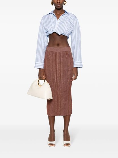 Ribbed-Knit Pencil Skirt