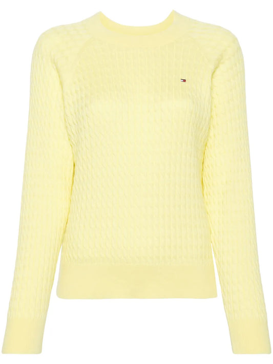 Logo-Embroidered Cable-Knit Jumper
