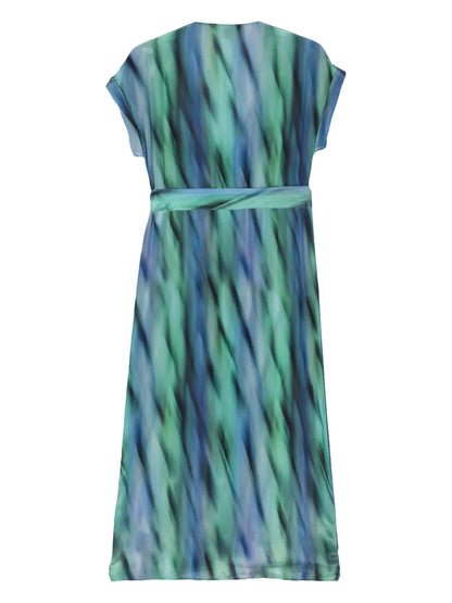 Graphic-Print Belted Maxi Dress
