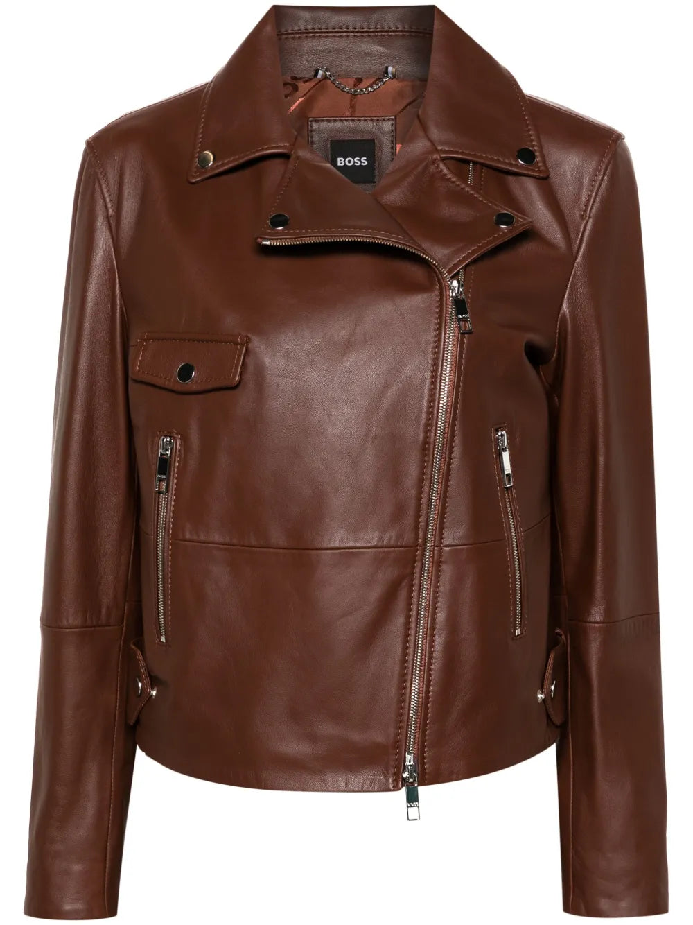 Double-Breasted Leather Biker Jacket