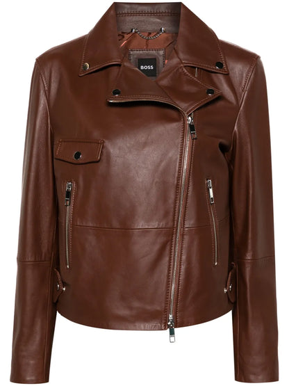 Double-Breasted Leather Biker Jacket
