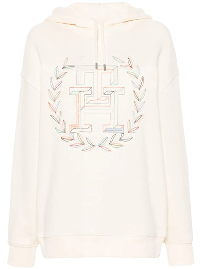 Embroidered Th Cotton Hoodie