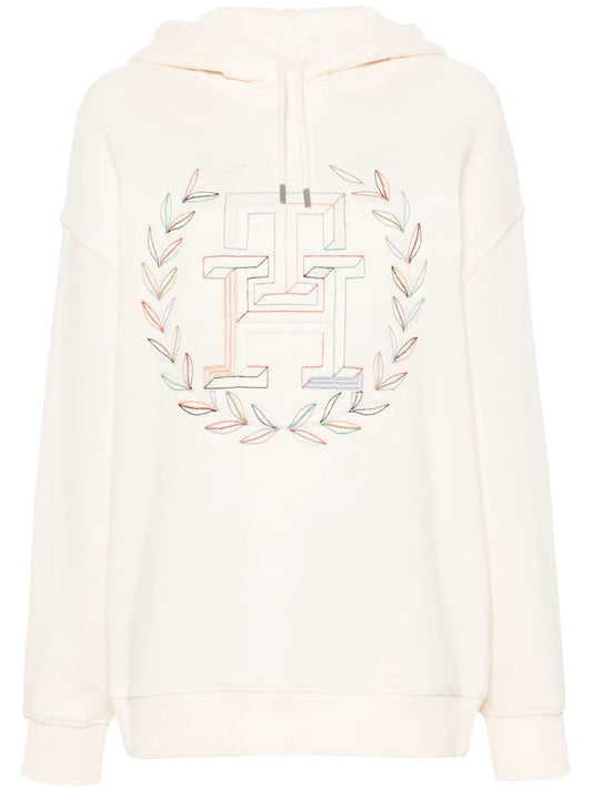 Embroidered Th Cotton Hoodie