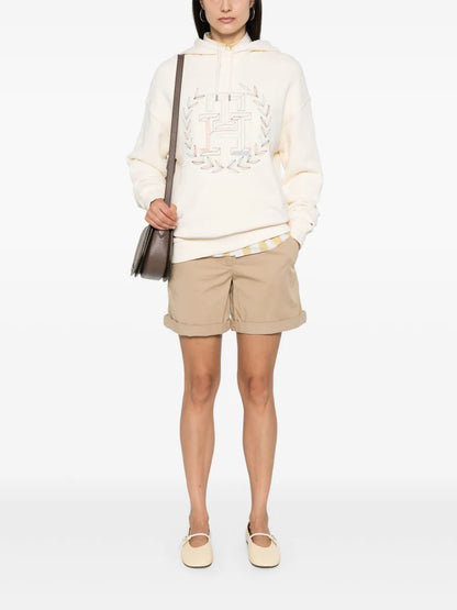 Embroidered Th Cotton Hoodie