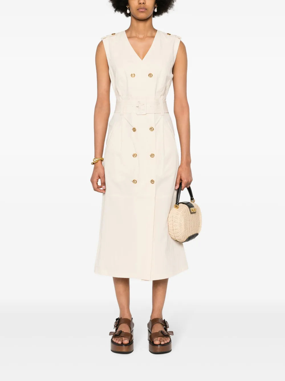 Double-Breasted Midi Dress
