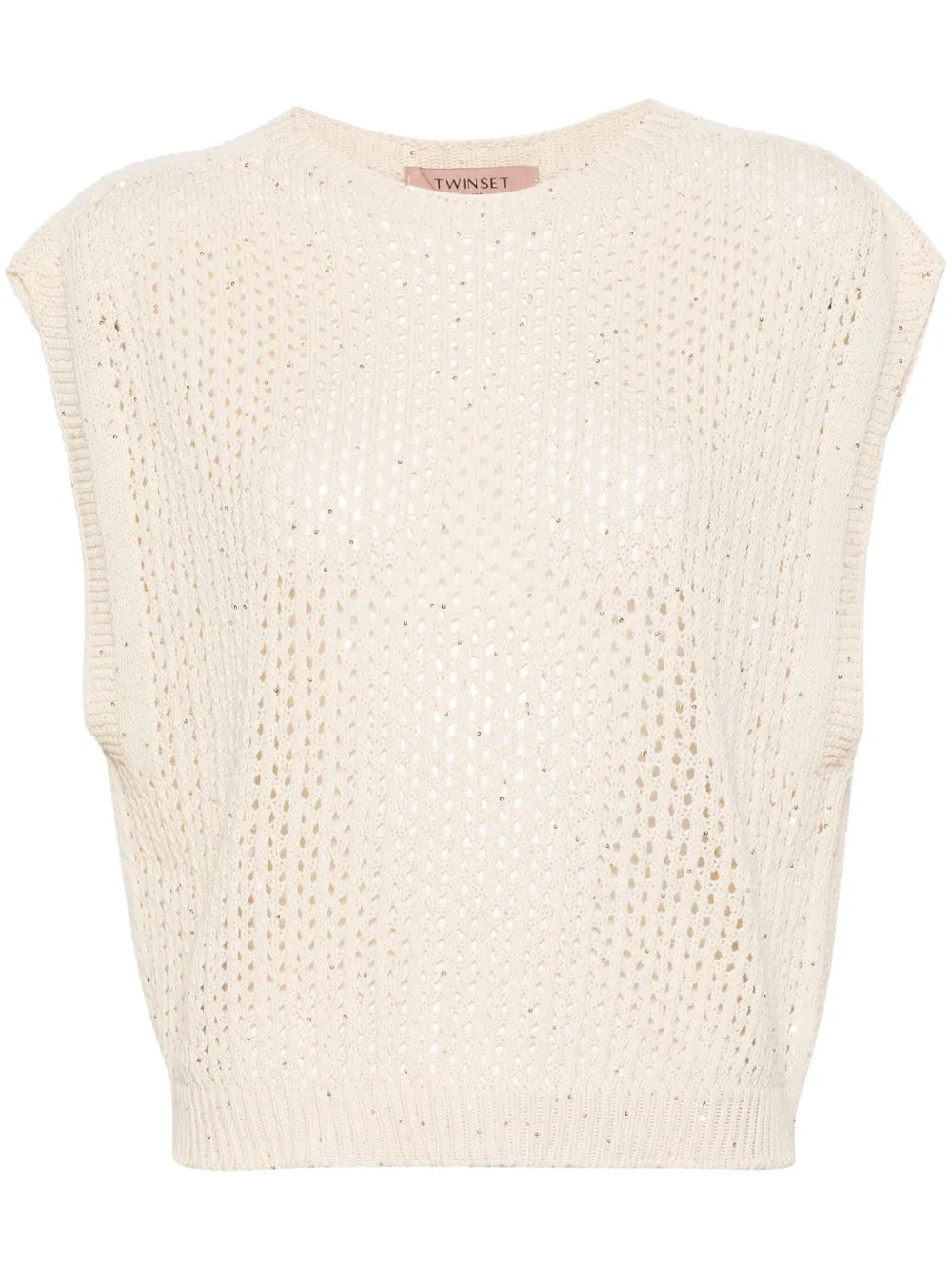 Sequined Open-Knit Top