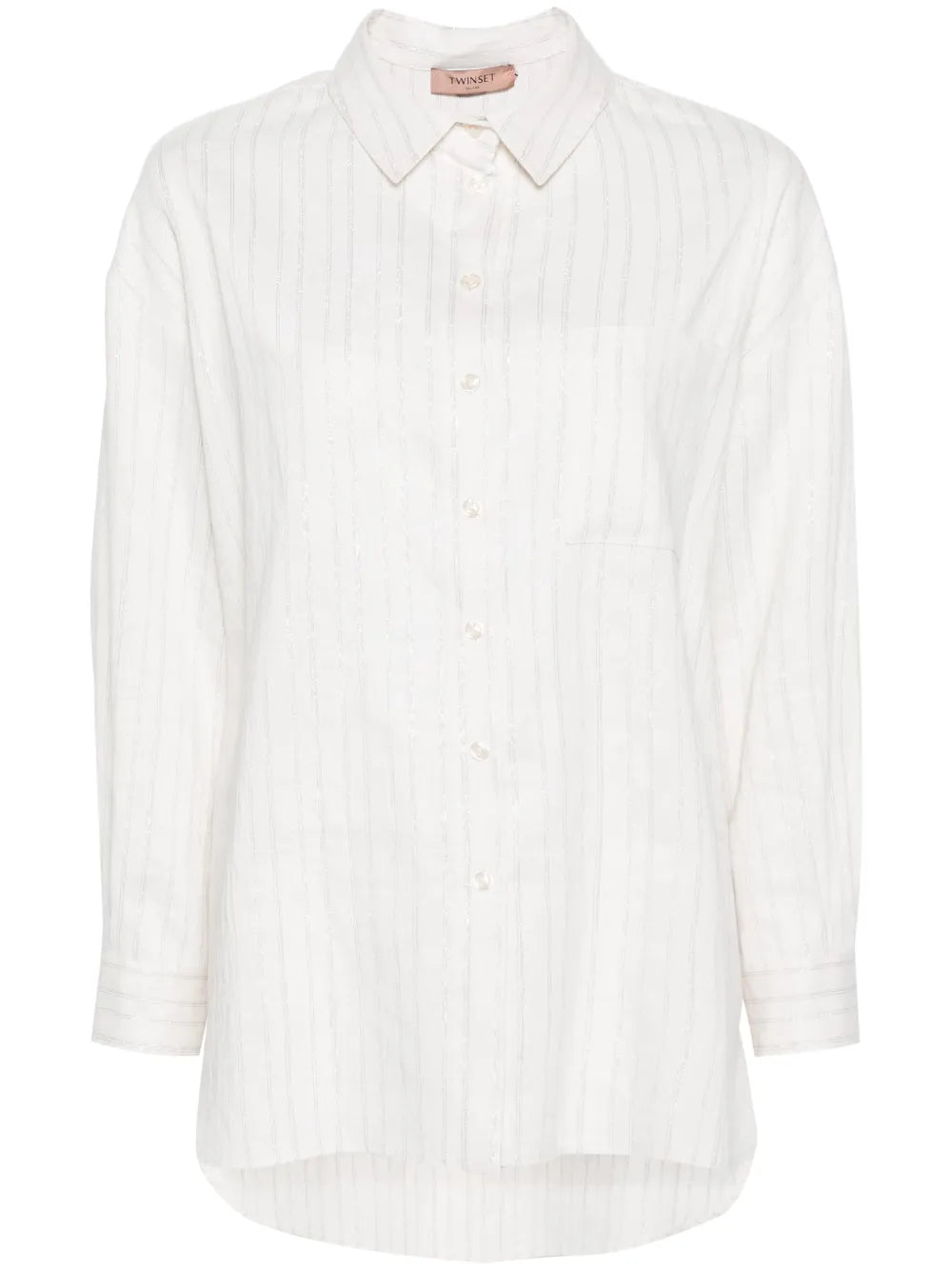 Metallic-Threading Striped Shirt