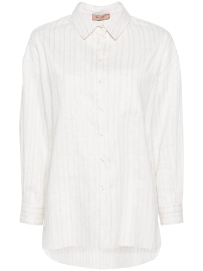 Metallic-Threading Striped Shirt