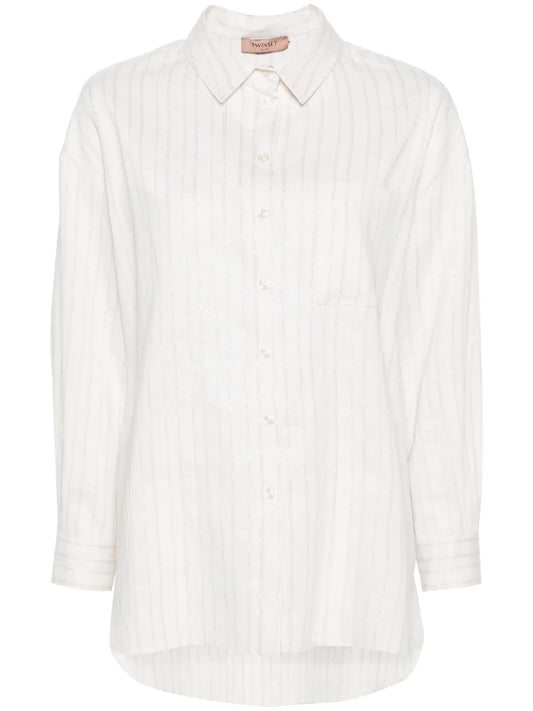 Metallic-Threading Striped Shirt