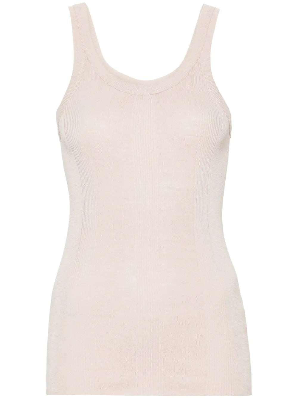 Fine-Ribbed Silk Tank Top