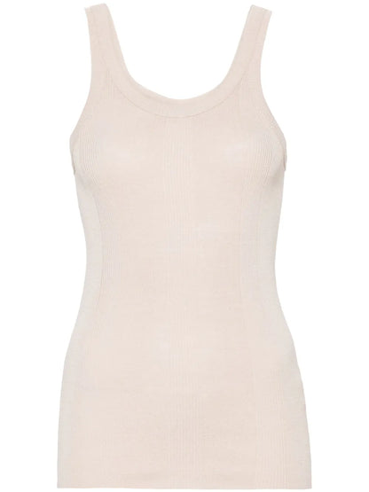 Fine-Ribbed Silk Tank Top
