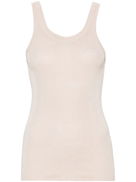 Fine-Ribbed Silk Tank Top