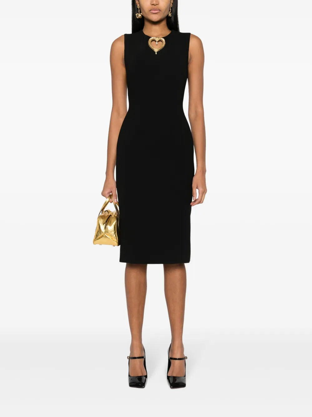 Heart-Detail Midi Dress