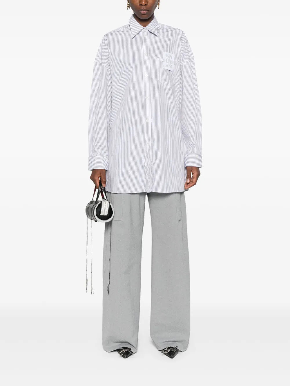 Logo-Patch Striped Shirt